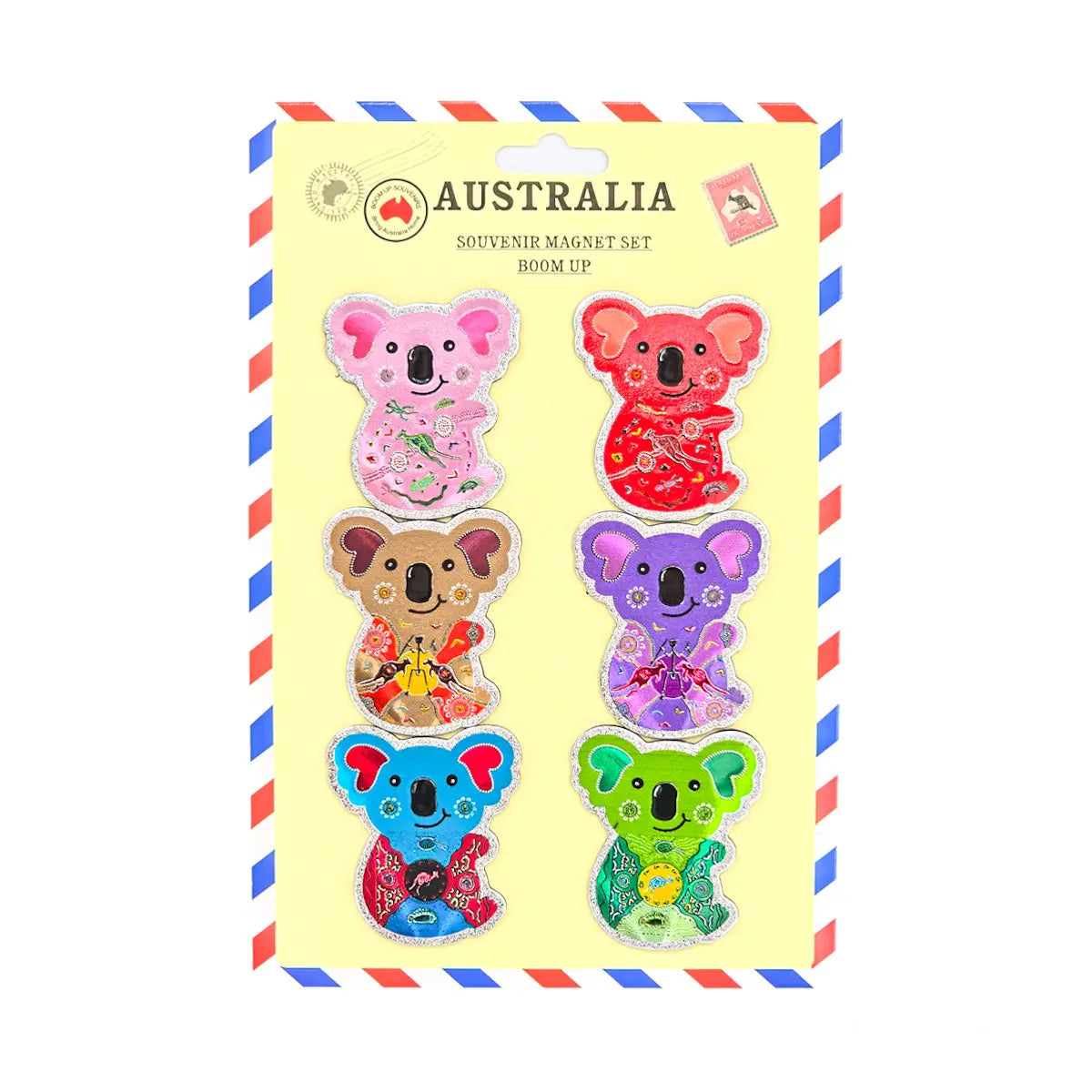 6-piece Aboriginal Art Koala Magnet Pack Allanson Souvenirs