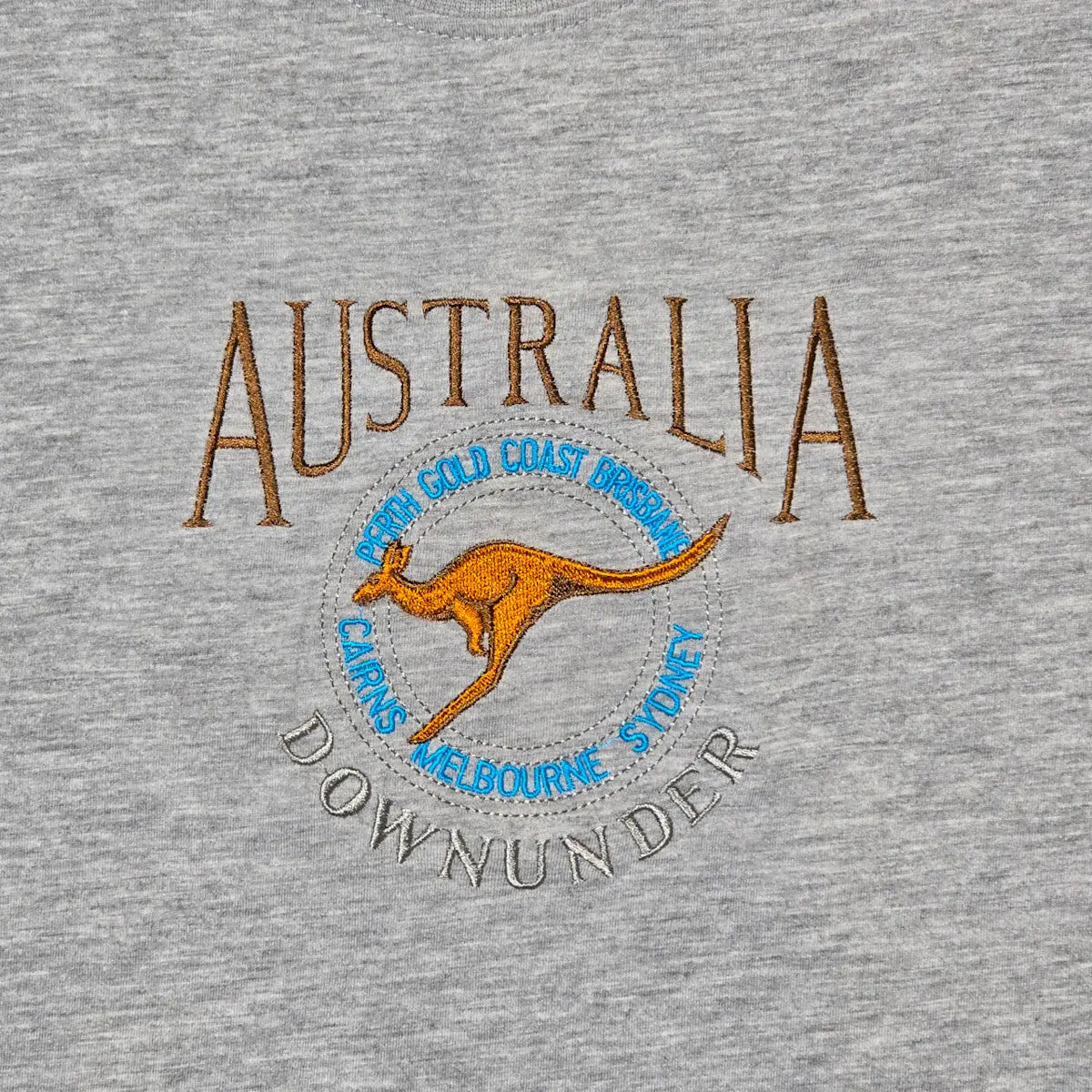 Australia Down Under Embroidered Grey T-Shirt Design - Allanson Souvenirs