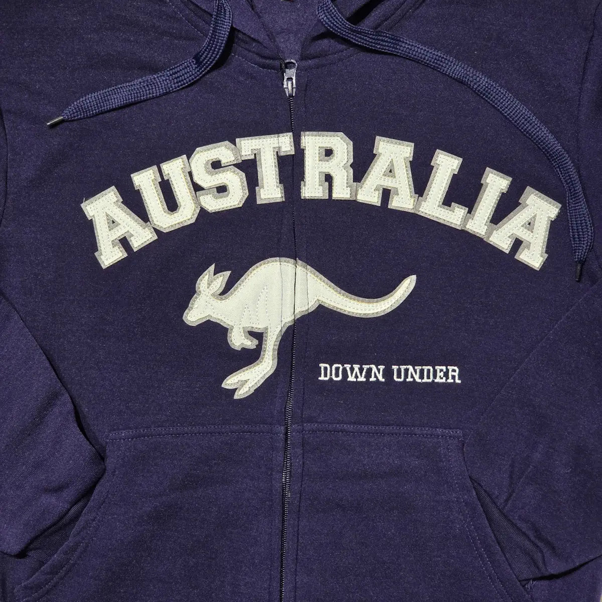 Australia Kangaroo Navy Zip Up Hoodie Logo - Allanson Souvenirs