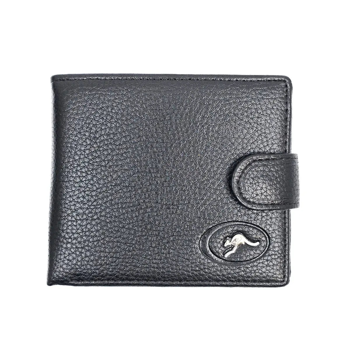Black Mens Wallet with Silver Kangaroo - Allanson Souvenirs