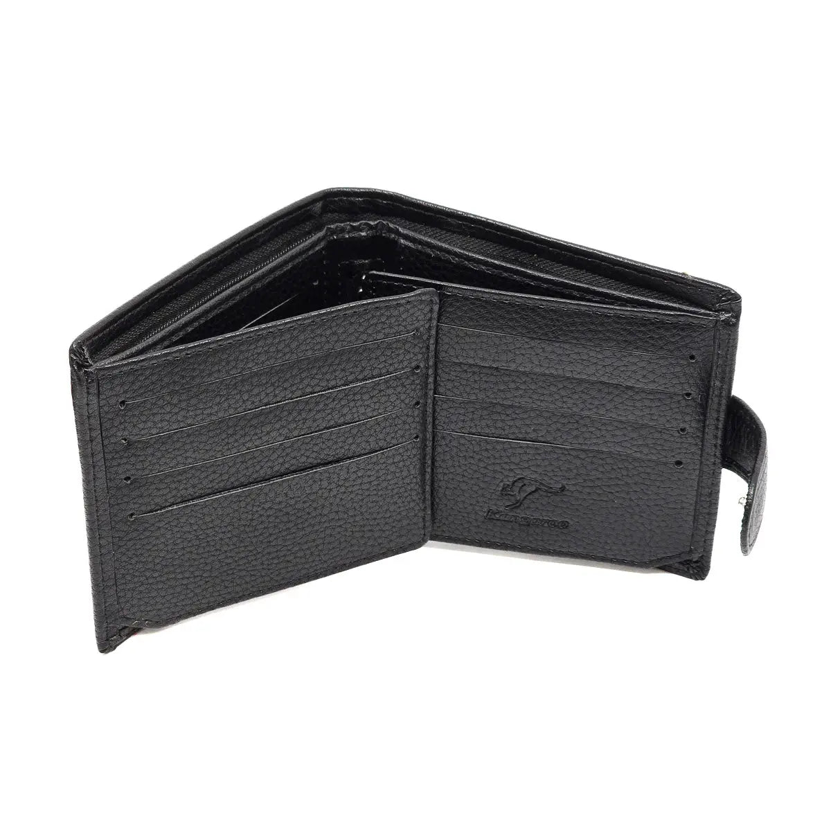 Black Mens Wallet with Silver Kangaroo - Allanson Souvenirs