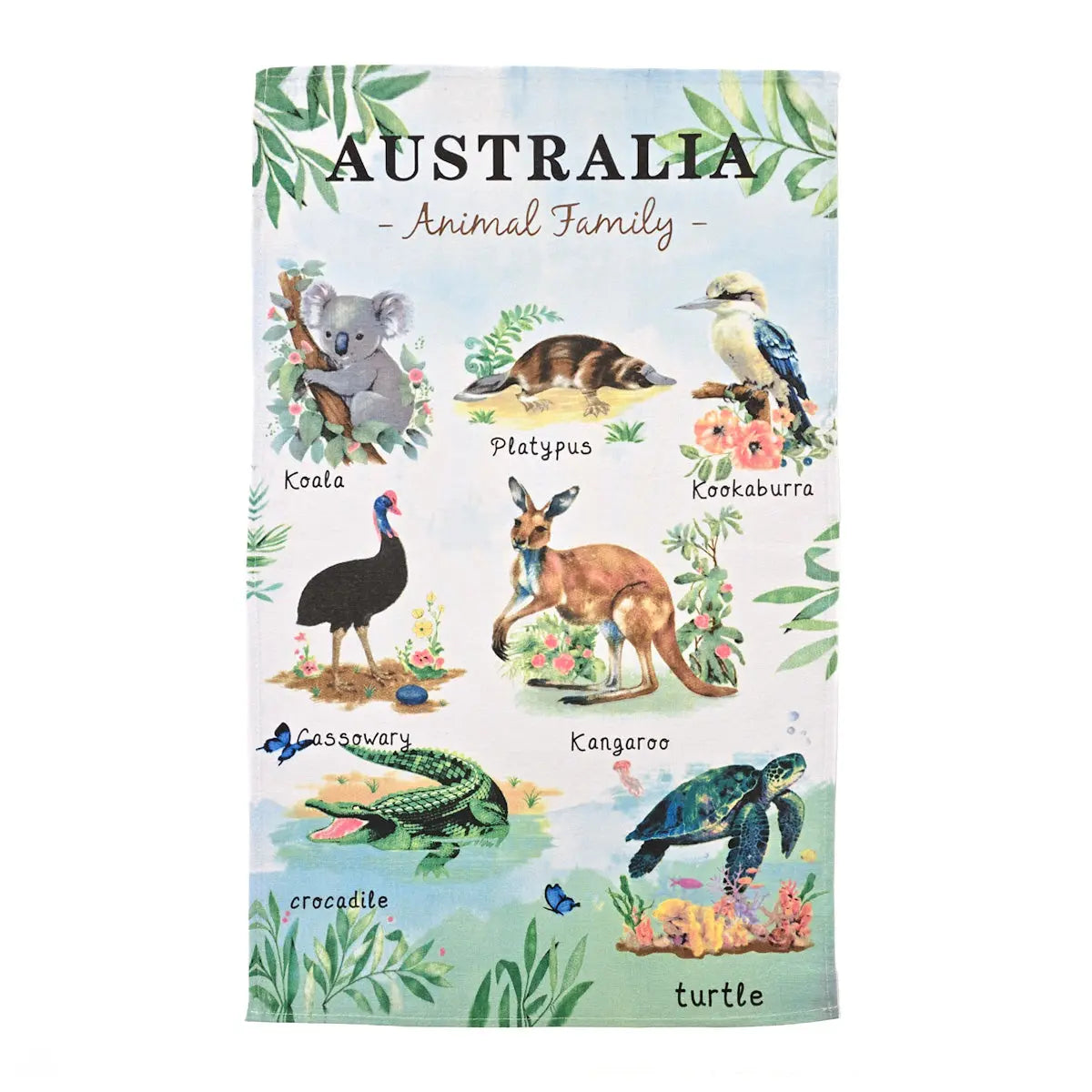Blue Australian Wildlife Tea Towel - Allanson Souvenirs