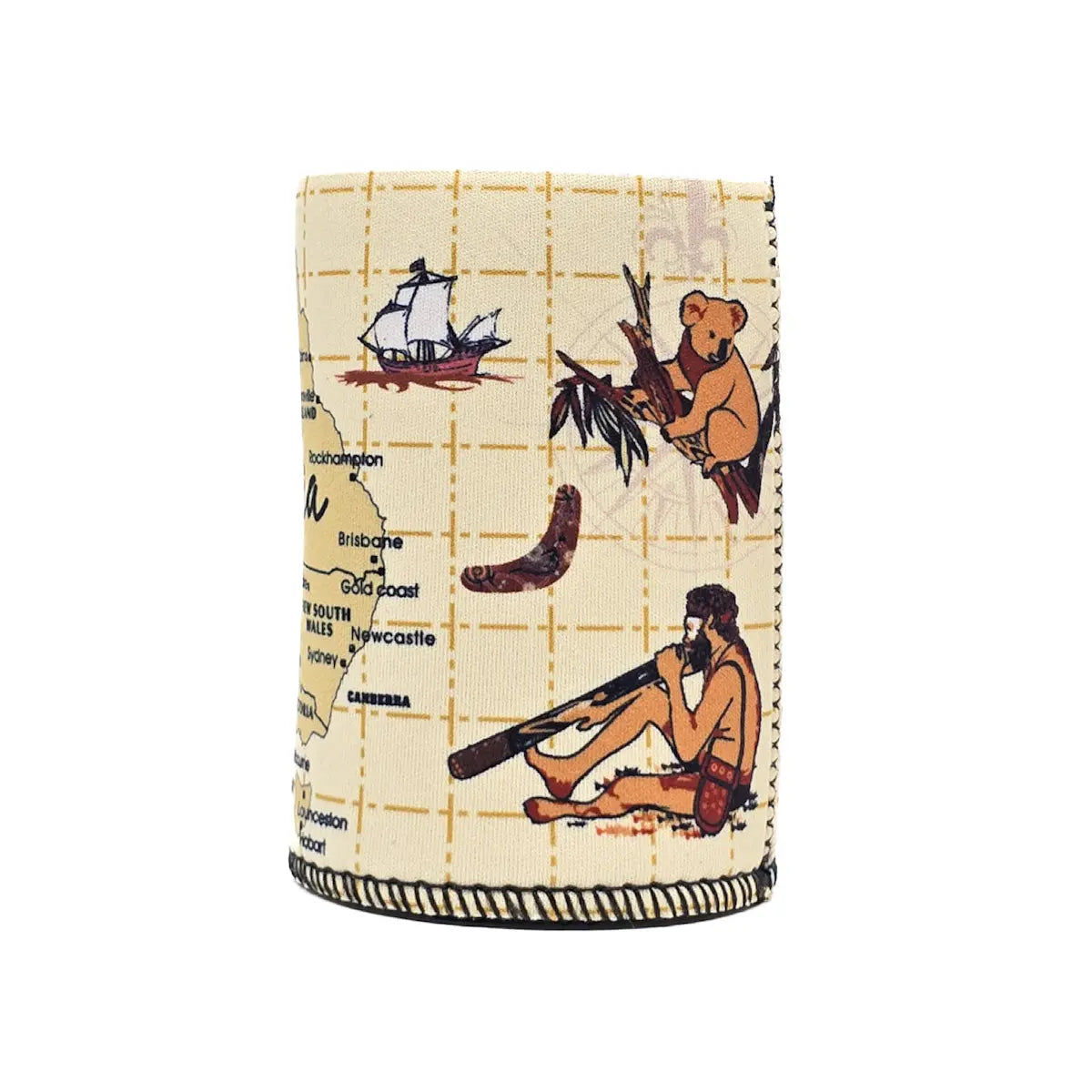 Cream Australian Map Stubby Holder - Allanson Souvenirs