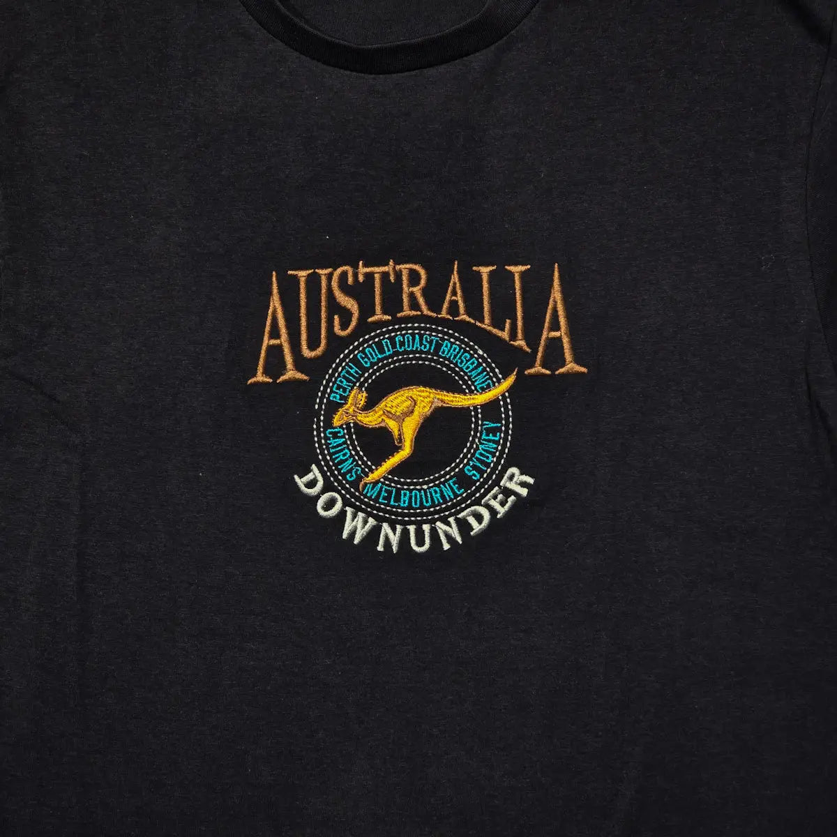 Navy Embroidered Australia Down Under T-Shirt - Allanson Souvenirs