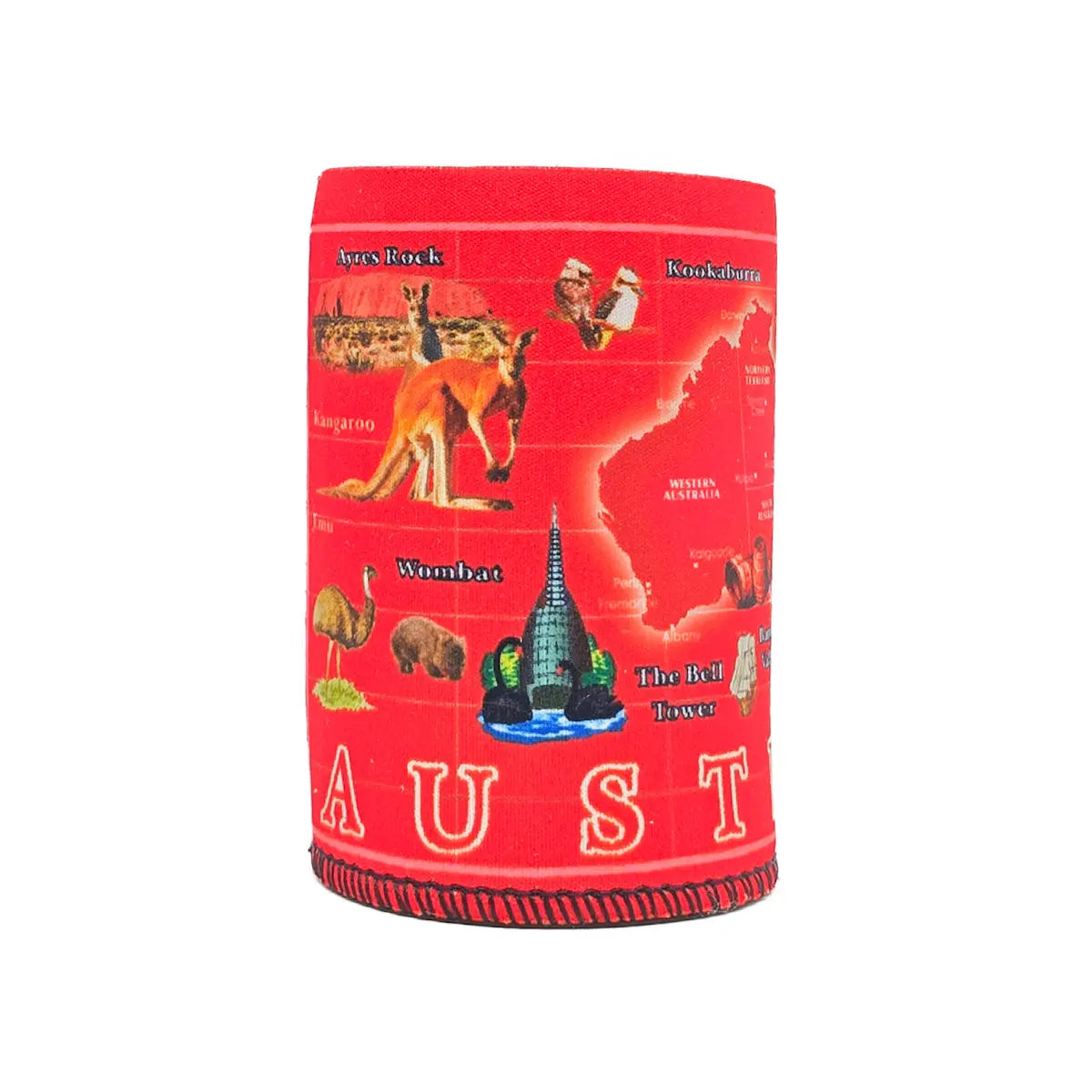 Red Australia Map Stubby Holder - Allanson Souvenirs