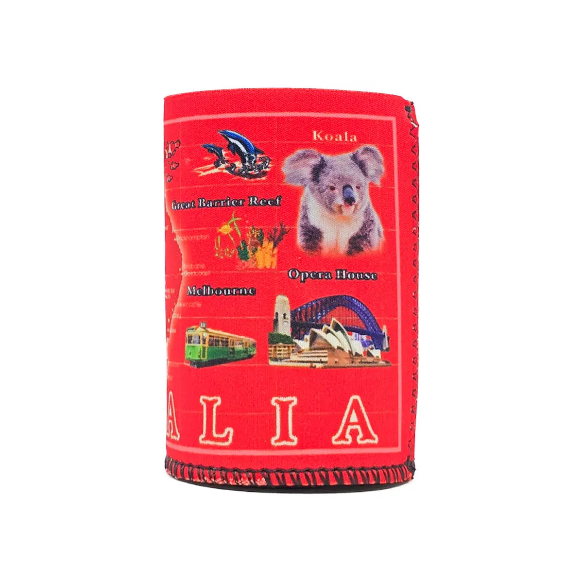 Red Australia Map Stubby Holder - Allanson Souvenirs
