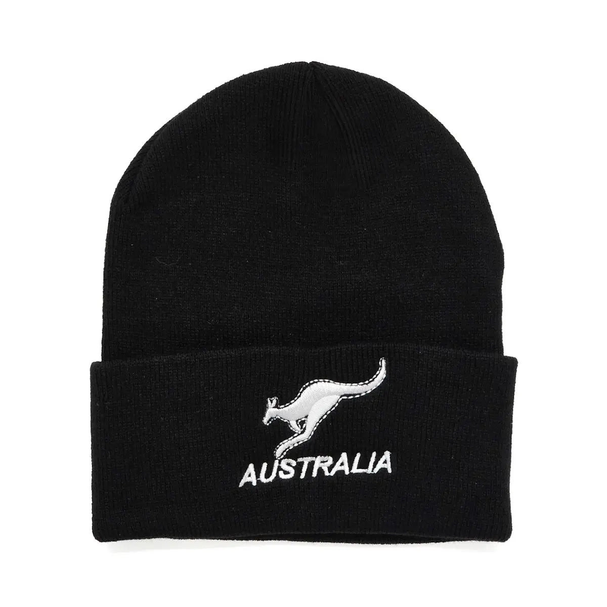 White Kangaroo Black Beanie - Allanson Souvenirs