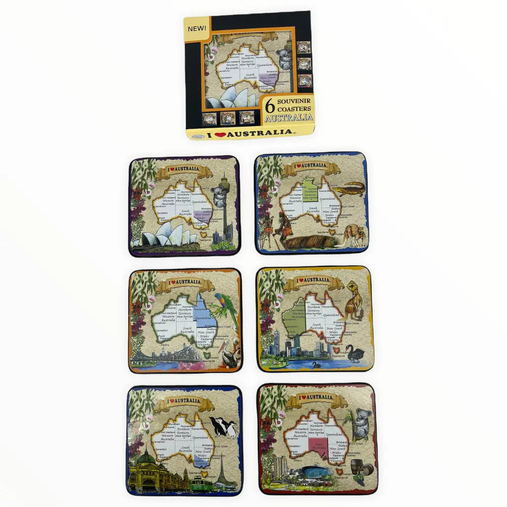 Map of Australia Coaster Set Aussie Gifts Allanson Souvenirs