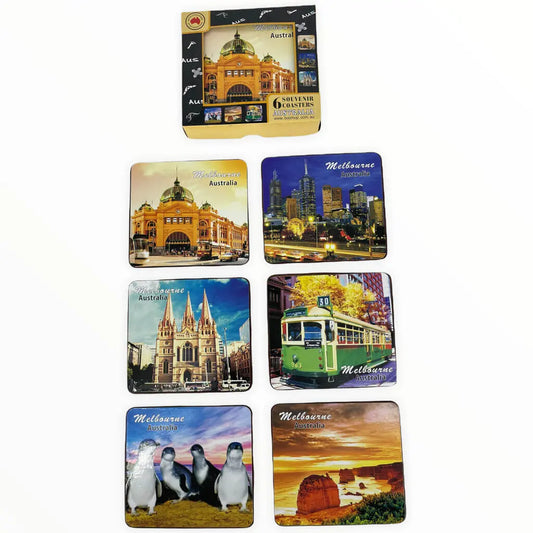 6pce Melbourne Icons Cork Coaster Set Allanson Souvenirs