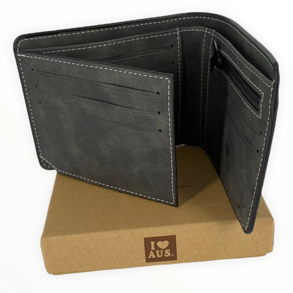 Grey Mens Wallet with Embossed Kangaroo Allanson Souvenirs