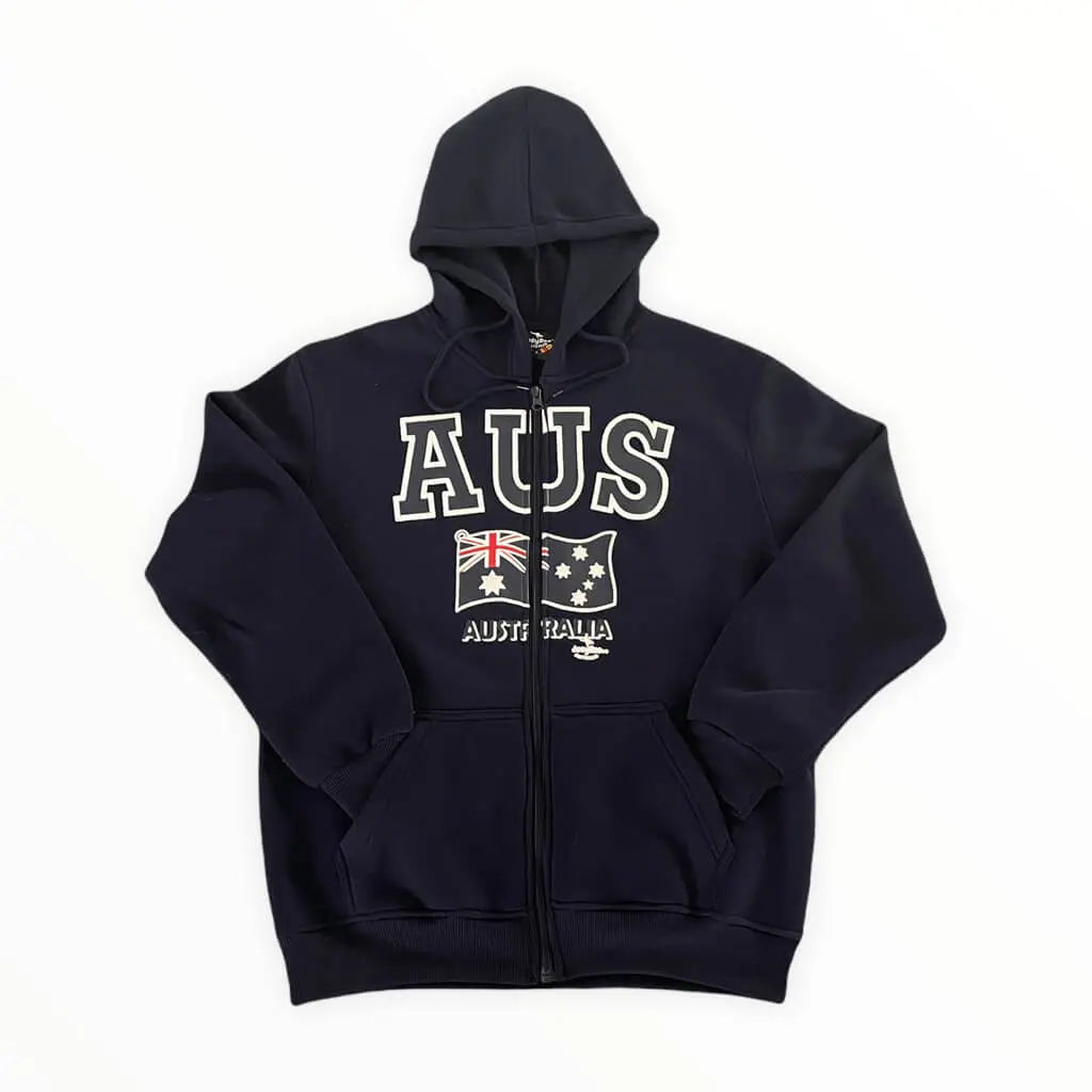 Navy Australian Souvenir Zipped Hoodie -Allanson Souvenirs