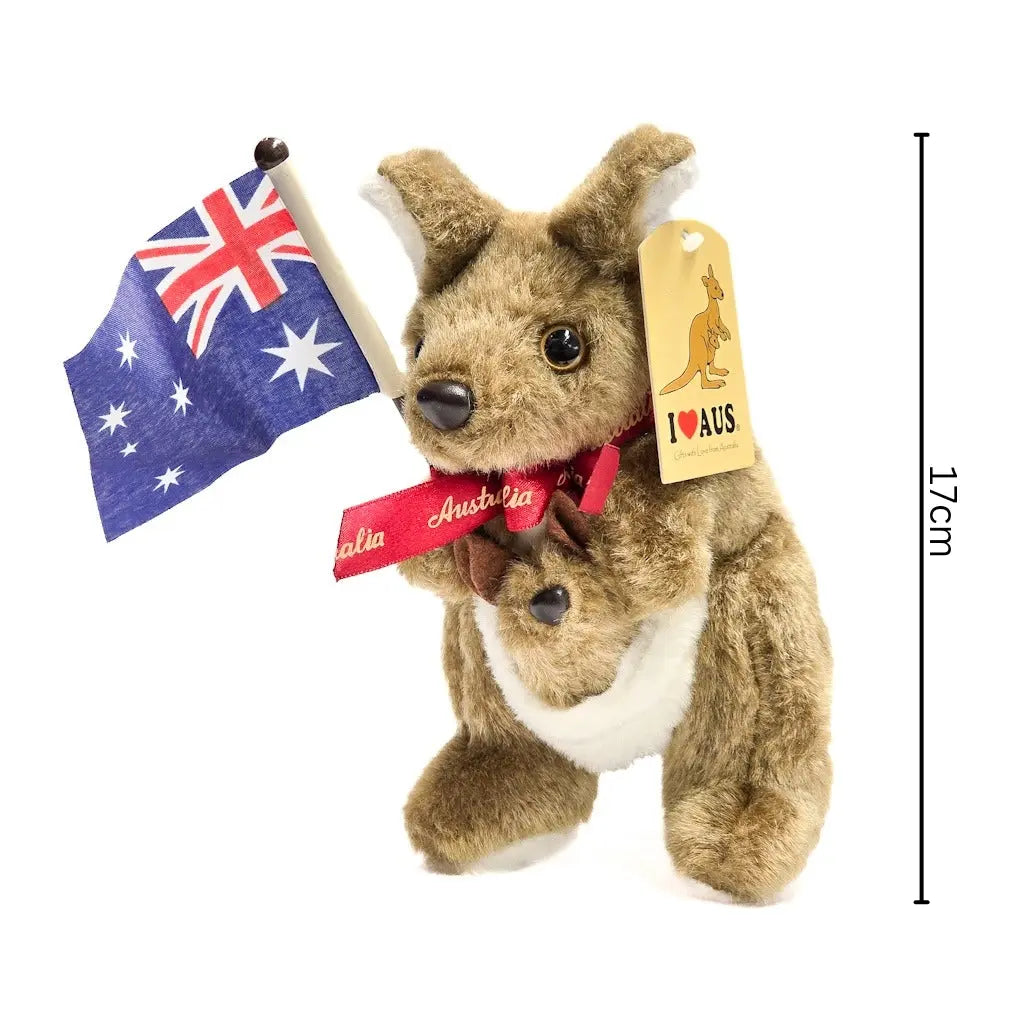 17cm Kangaroo with Australian Flag Size Guide Allanson Souvenirs