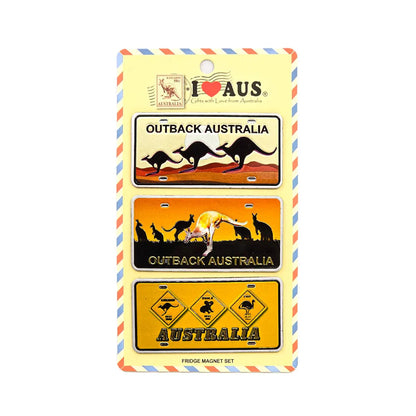 3-Piece Kangaroo Number Plate Magnet Pack Allanson Souvenirs