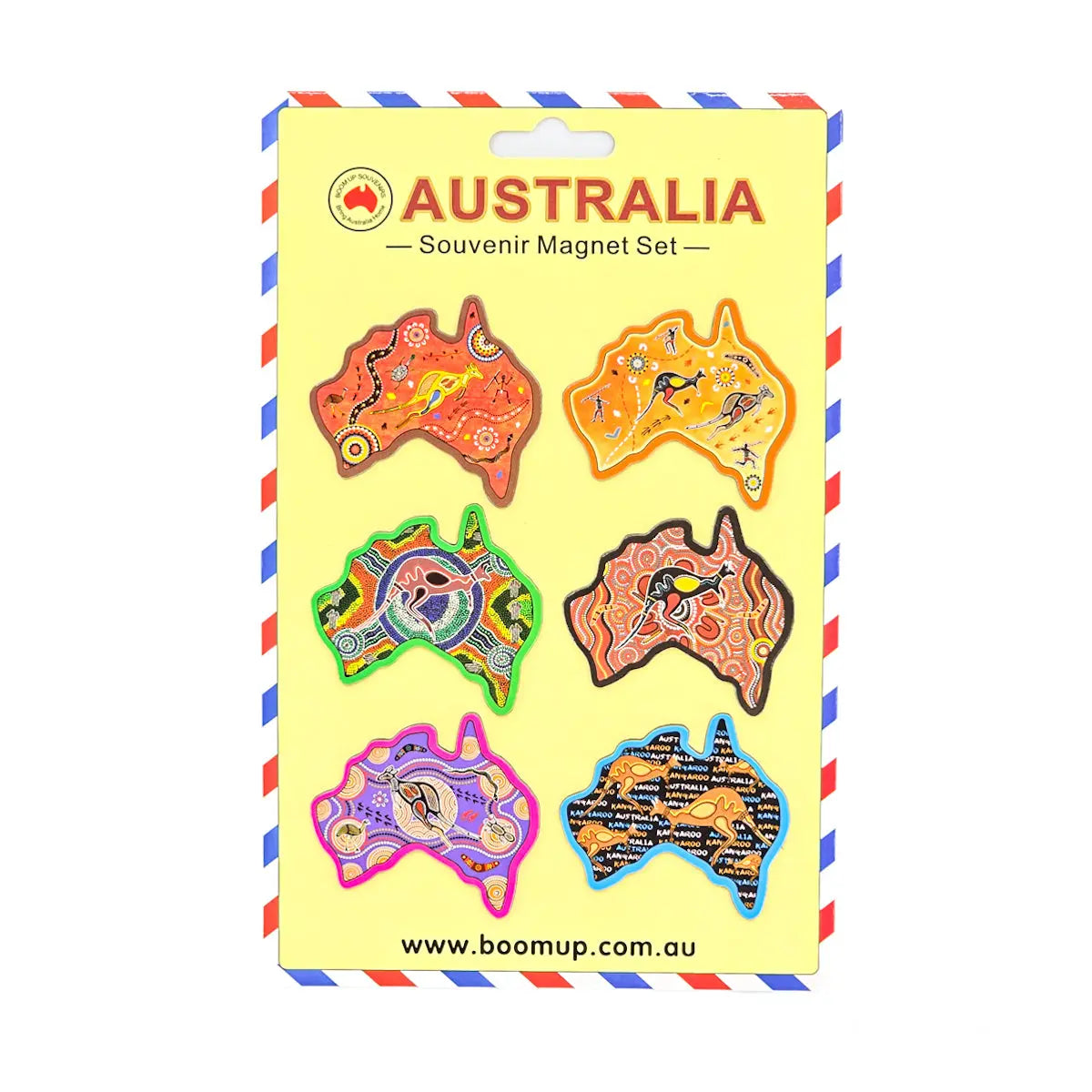 6-piece Aboriginal Art Map Magnet Pack Allanson Souvenirs