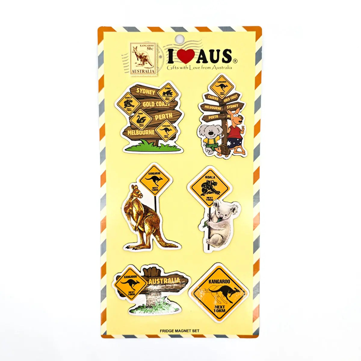 6-piece Aussie Road Signs Magnet Pack Allanson Souvenirs