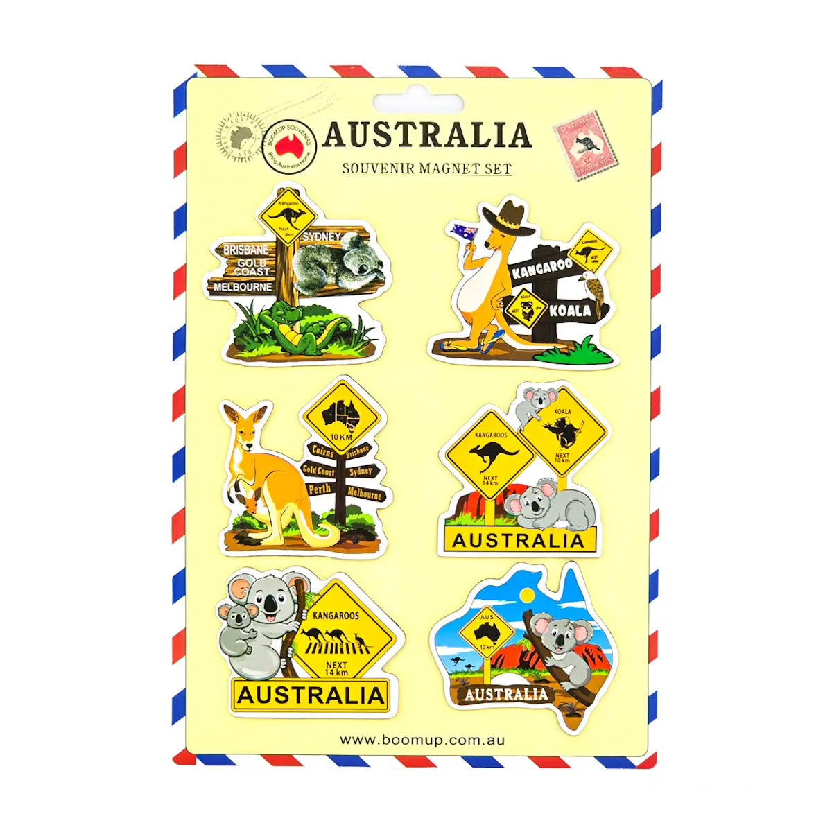 6-piece Australia Road Sign Magnet Pack Allanson Souvenirs