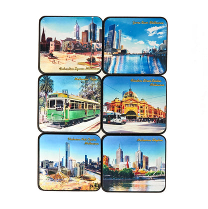 6-piece Metallic Melbourne Landmarks Coasters Allanson Souvenirs