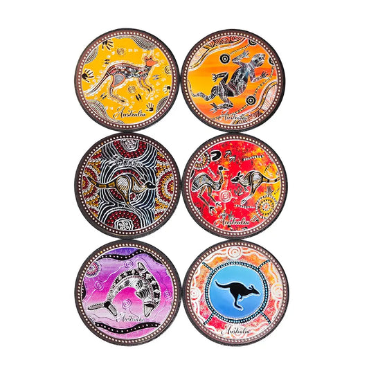 6-piece Round Premium Aboriginal Art Coasters Allanson Souvenirs