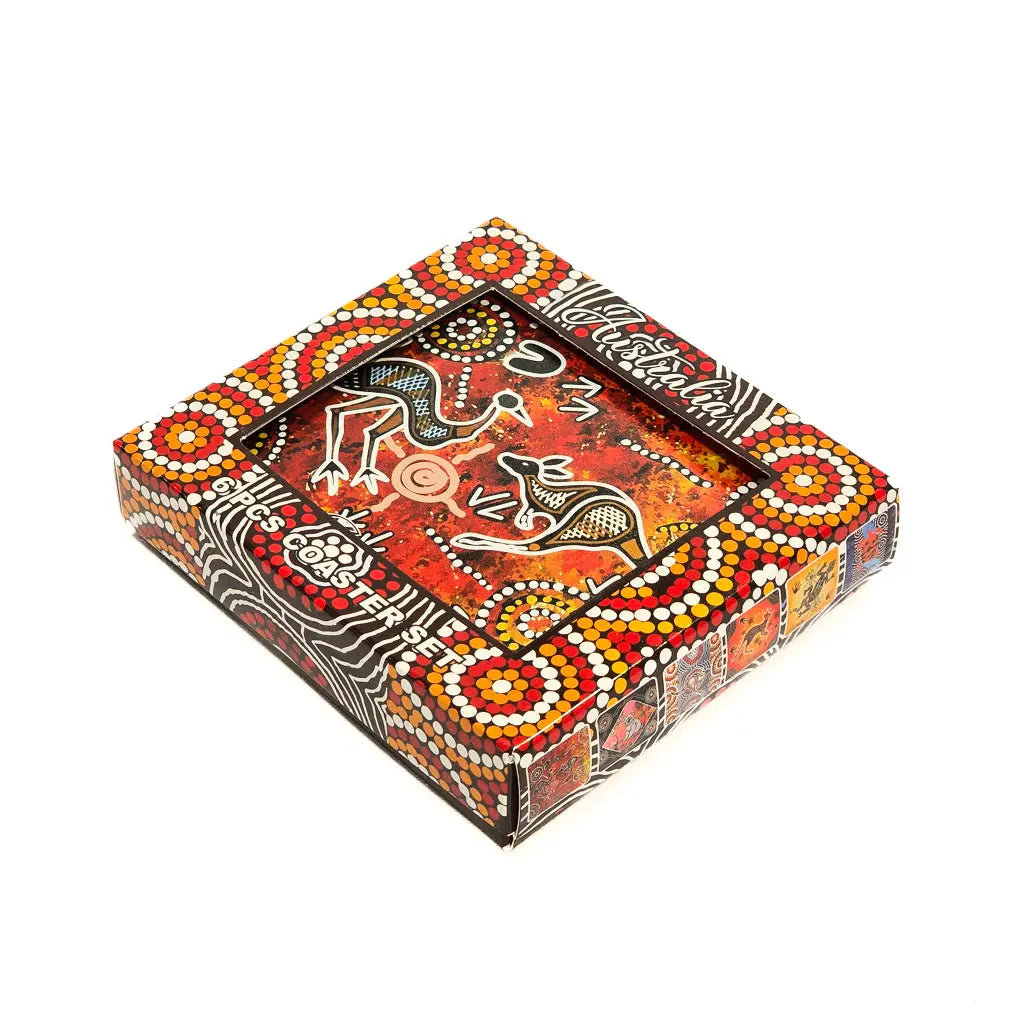 Square Aboriginal Animal Coaster Set Allanson Souvenirs