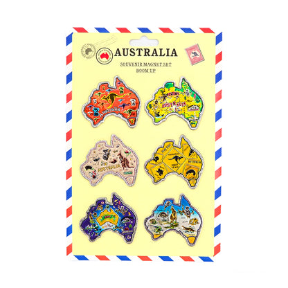 6-piece Mixed Australia Map Magnet Pack Allanson Souvenirs