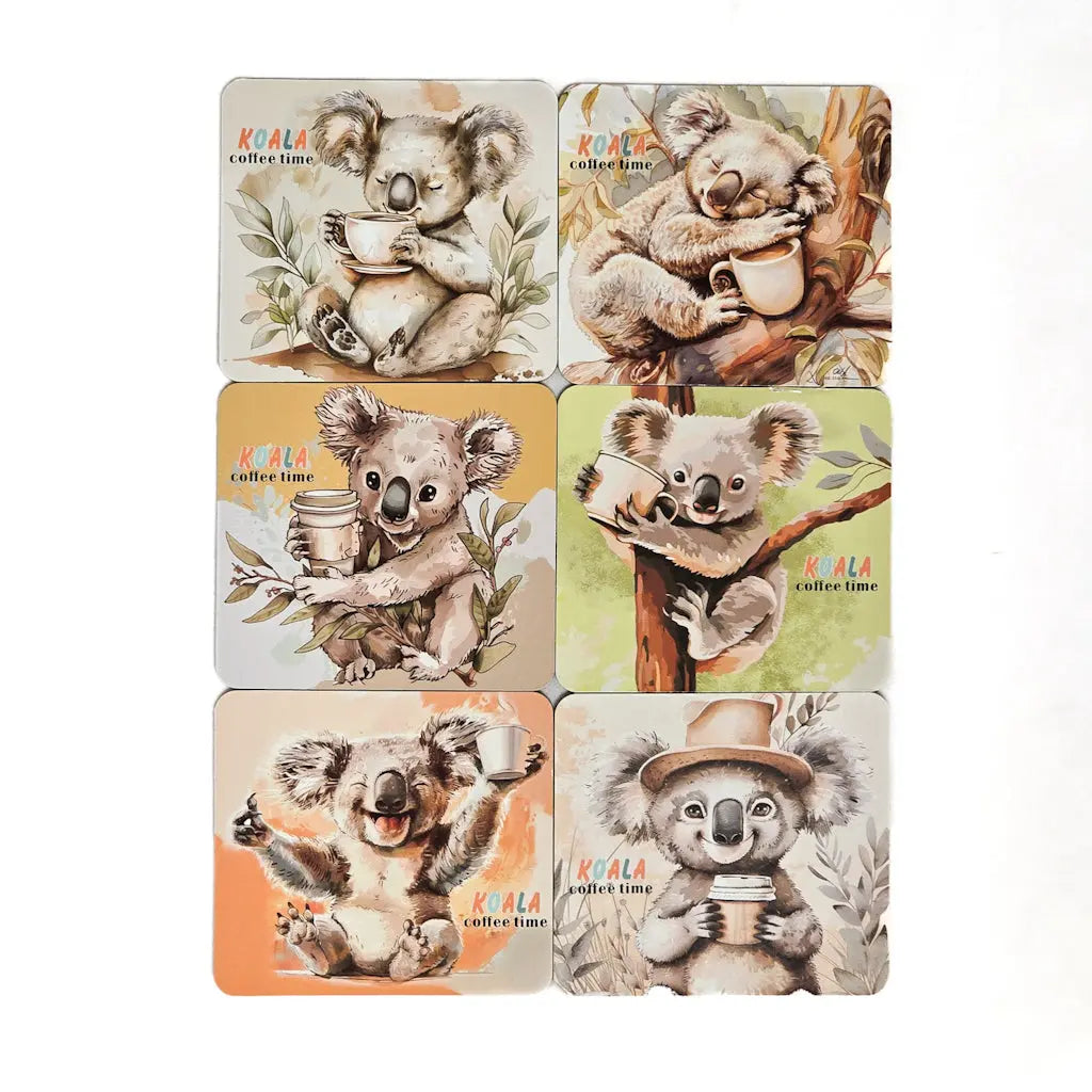 6pce Coffee Time Koala's Coaster Set Allanson Souvenirs