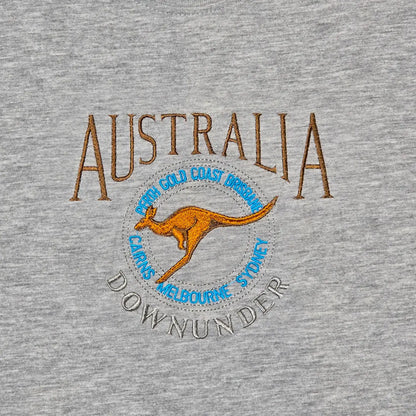 Australia Down Under Embroidered Grey T-Shirt Design - Allanson Souvenirs