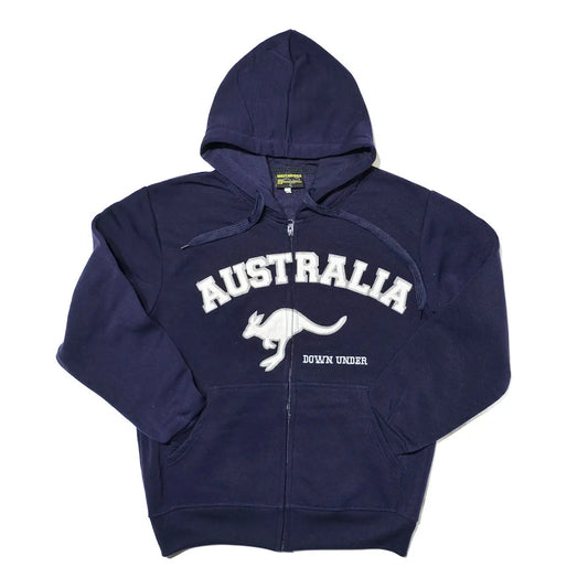 Australia Kangaroo Navy Zip Up Hoodie - Allanson Souvenirs