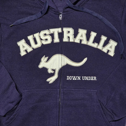 Australia Kangaroo Navy Zip Up Hoodie Logo - Allanson Souvenirs