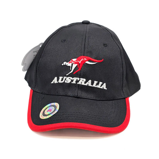 Black & Red Kangaroo Lightweight Cap - Allanson Souvenirs