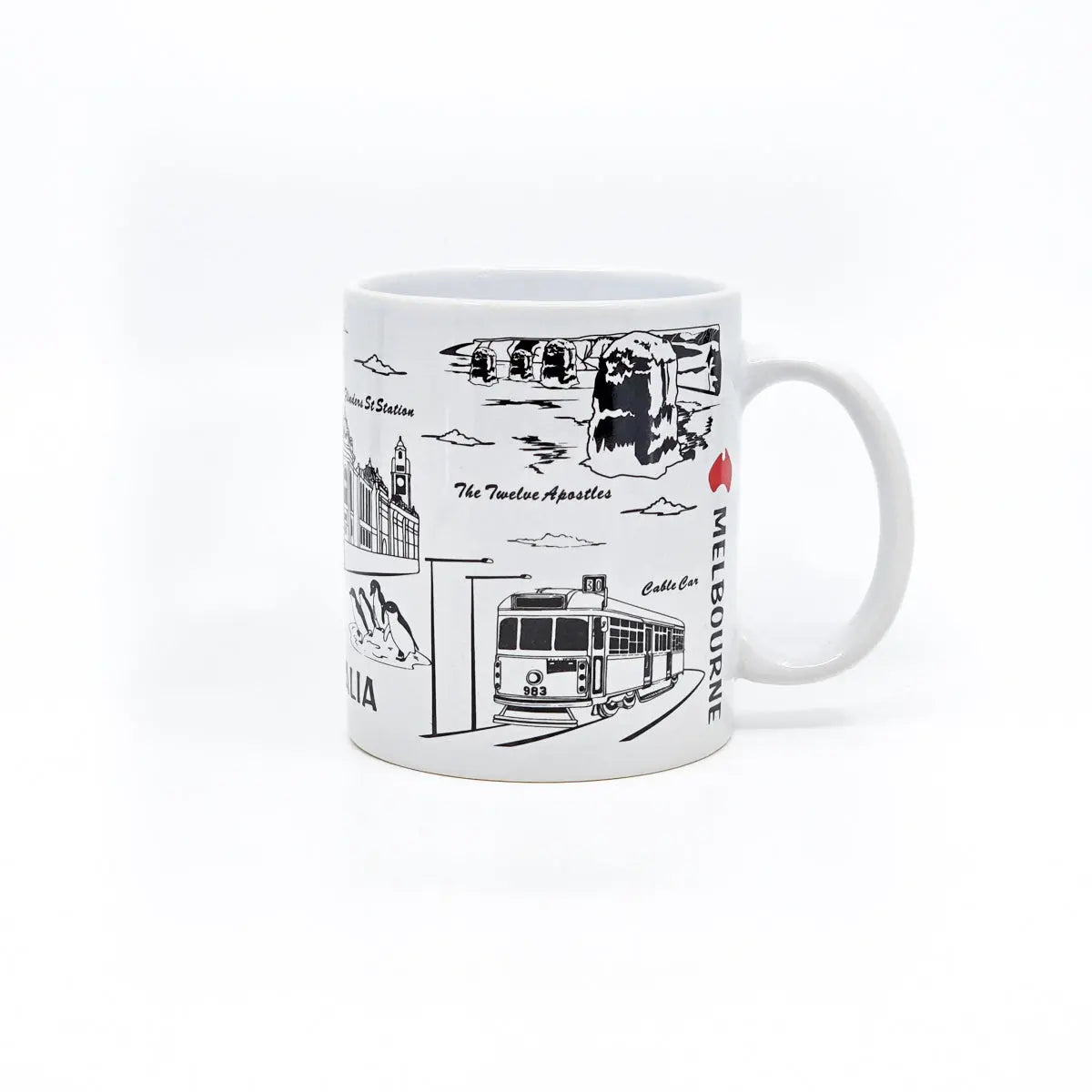 Black & White Melbourne Coffee Mug - Allanson Souvenirs