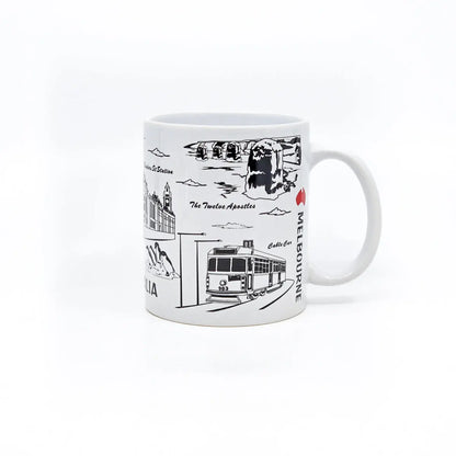 Black & White Melbourne Coffee Mug - Allanson Souvenirs