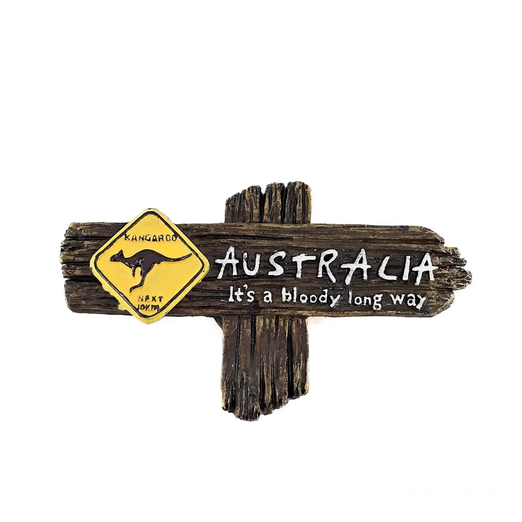 Bloody Long Way Road Sign Brown Magnet Allanson Souvenirs