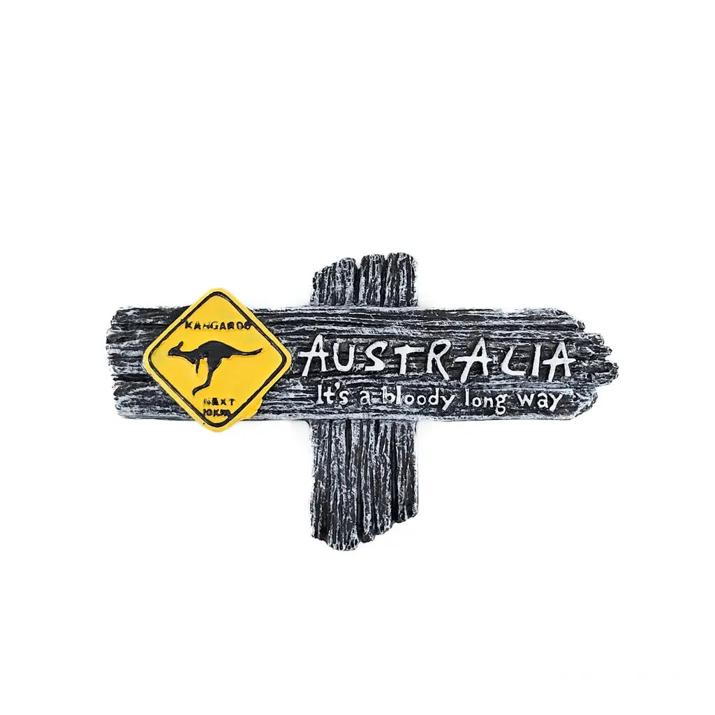 Bloody Long Way Road Sign Magnet White Allanson Souvenirs