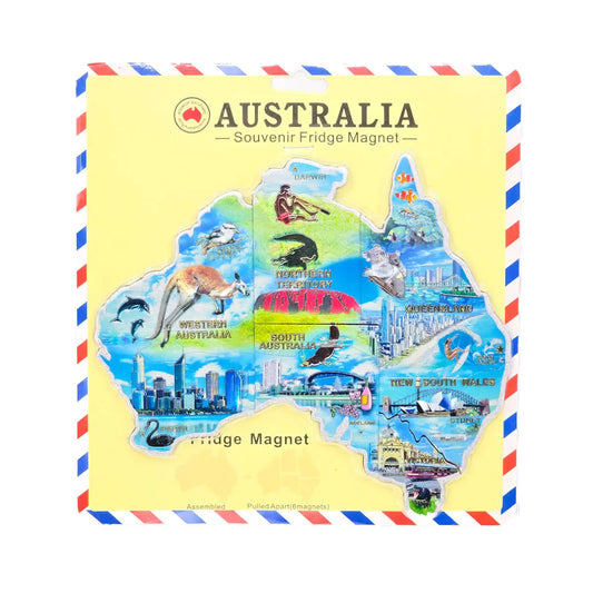 Blue Map of Australia Puzzle Magnet - Allanson Souvenirs