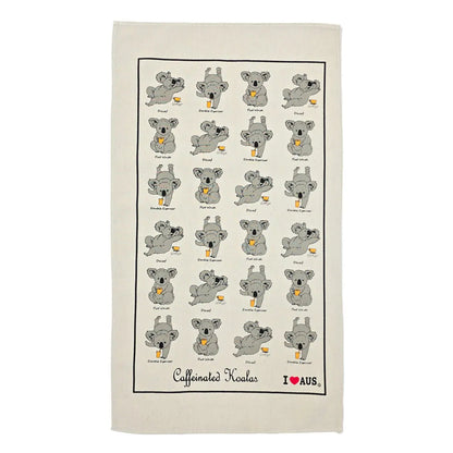 Caffeinated Koala Tea Towel Allanson Souvenirs