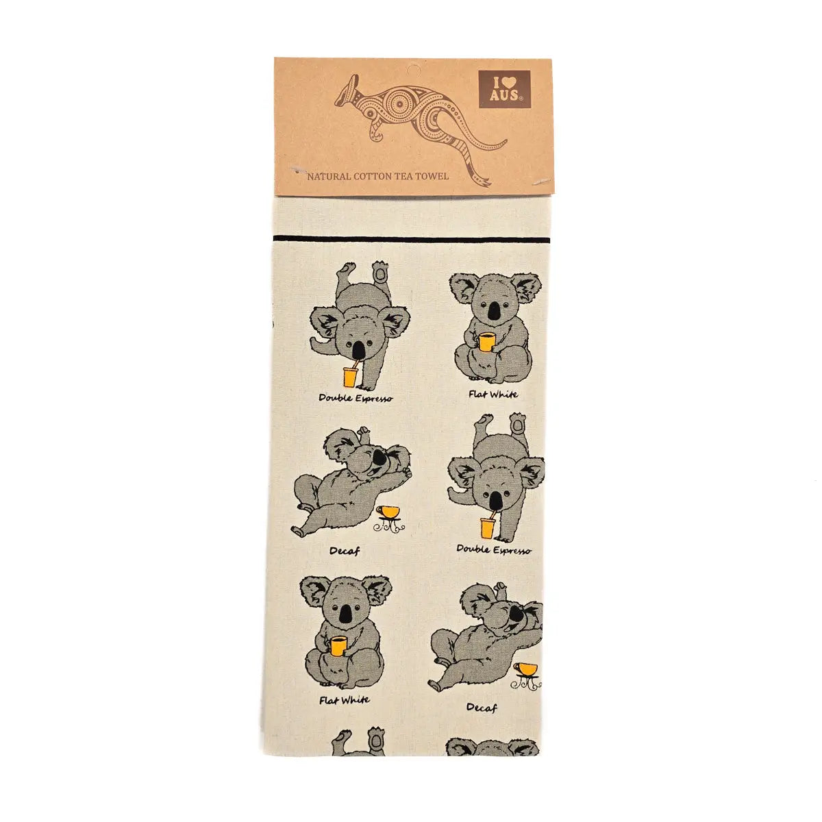 Caffeinated Koala Tea Towel Allanson Souvenirs 