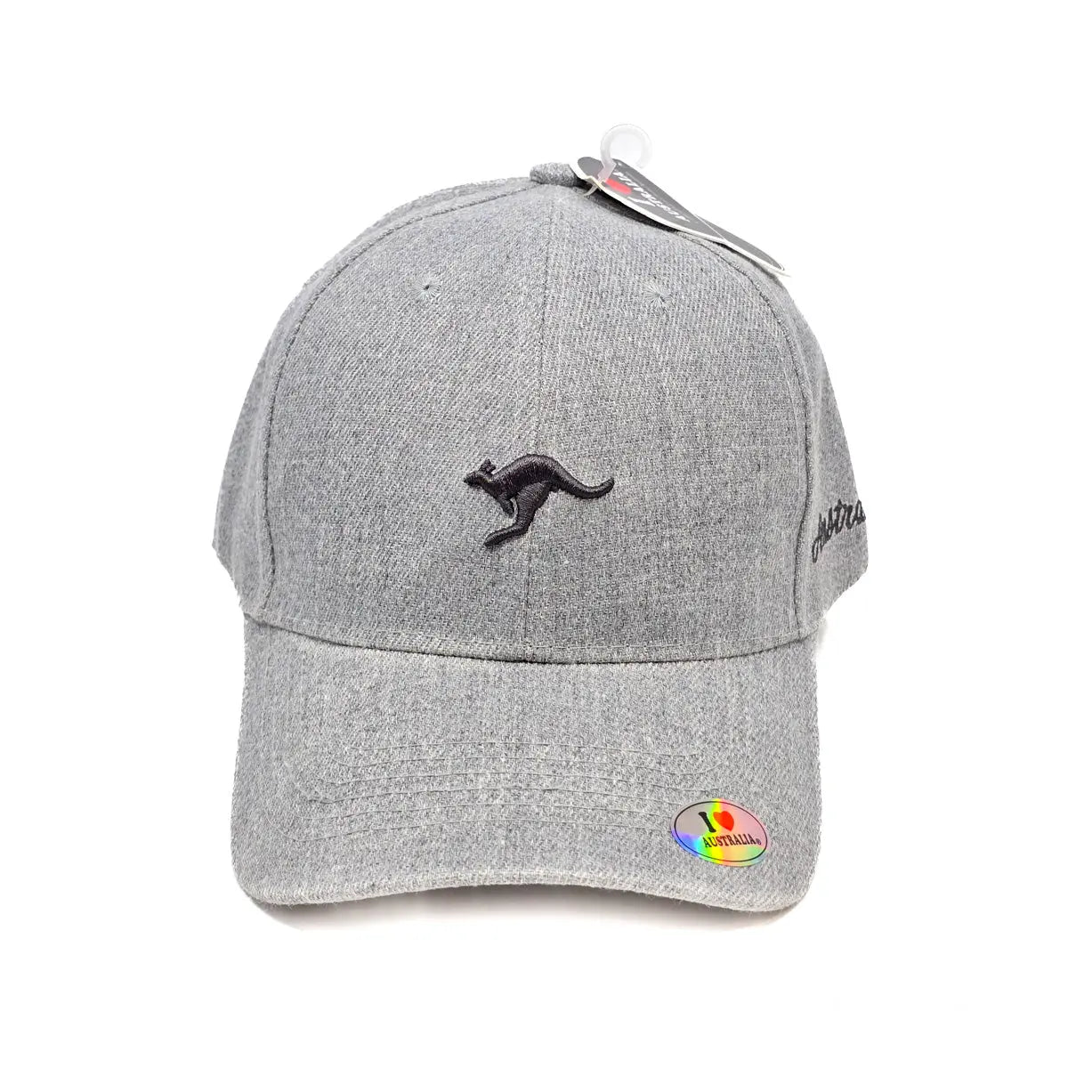 Grey Embroidered Kangaroo Baseball Cap Allanson Souvenirs