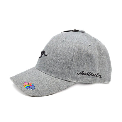 Grey Embroidered Kangaroo Baseball Cap Allanson Souvenirs