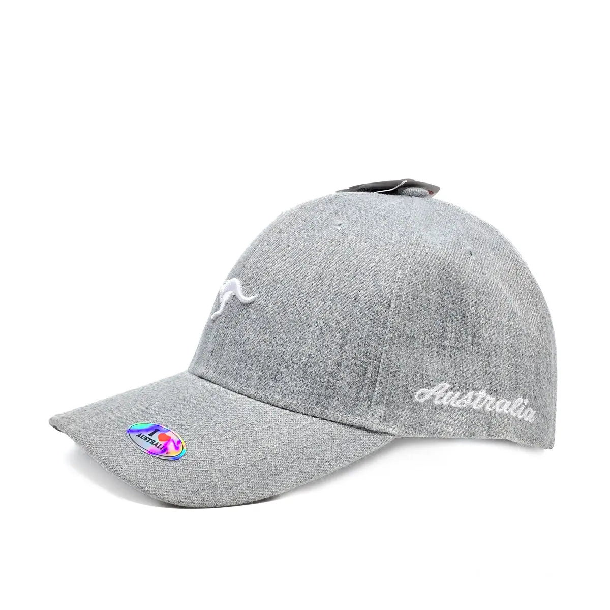 Grey Embroidered Kangaroo Baseball Cap Allanson Souvenirs