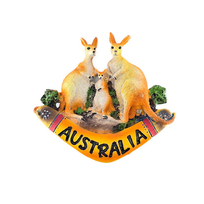 Kangaroo Family on Boomerang Magnet Allanson Souvenirs