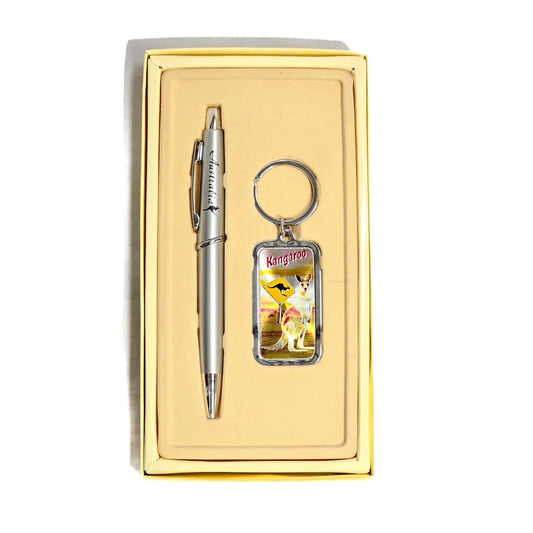 Kangaroo Keyring and Pen set Allanson Souvenirs