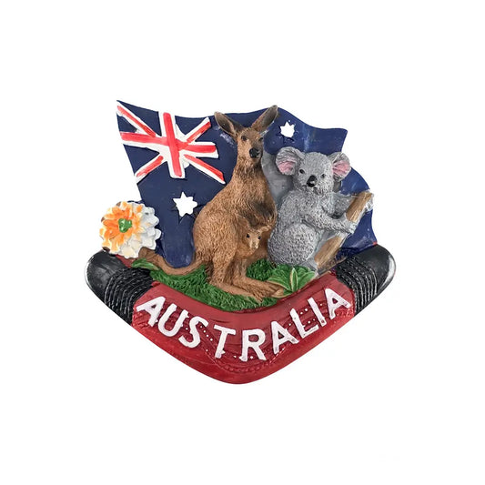 Kangaroo and Koala on Boomerang Magnet Allanson Souvenirs