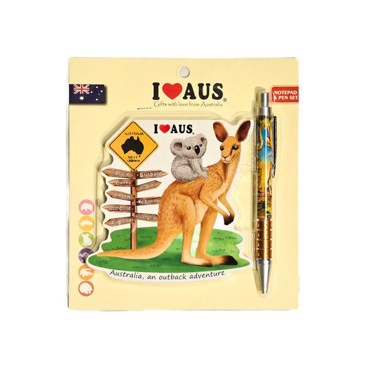 Kangaroo with Koala Outback Adventure Notepad and Pen Set - Allanson Souvenirs