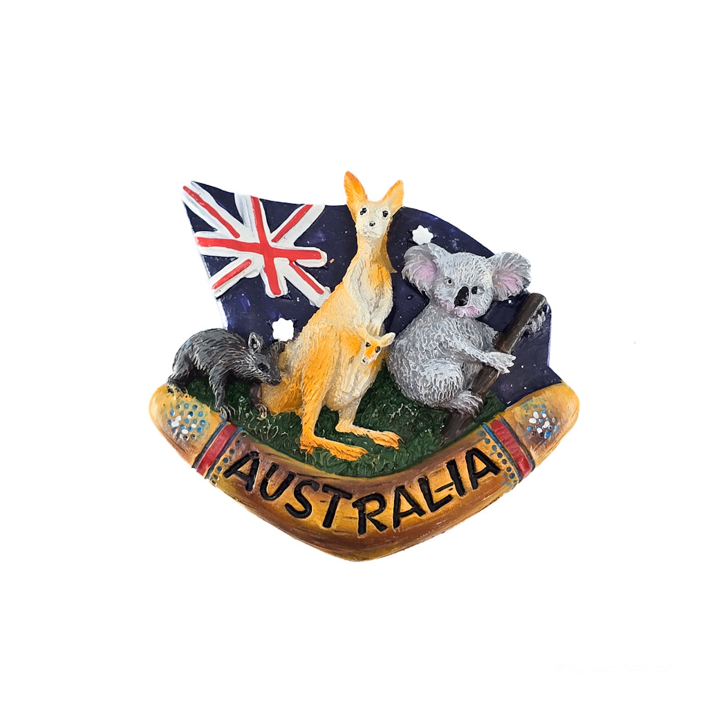 Kangaroo,Wombat and Koala Flag Magnet - Allanson Souvenirs