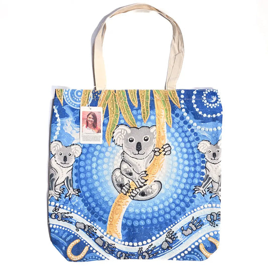 Koala Aboriginal Art Canvas Bag - Allanson Souvenirs