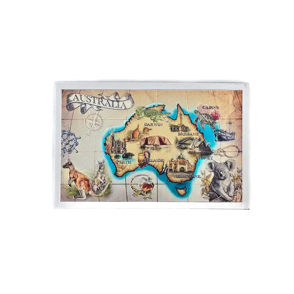 Lateral Ocean Map Metallic Magnet Allanson Souvenirs