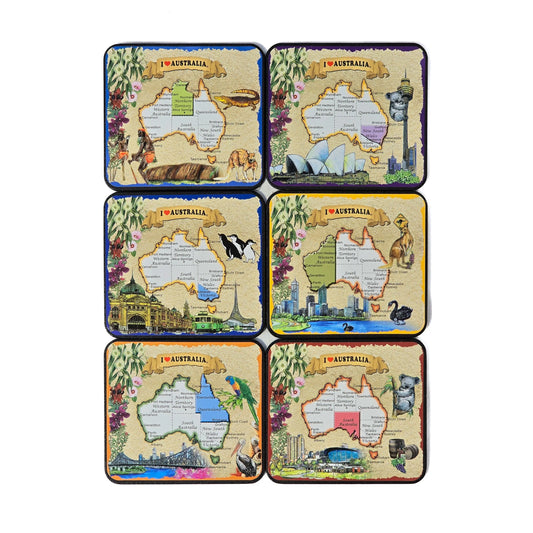 Map of Australia Coaster Set Allanson Souvenirs