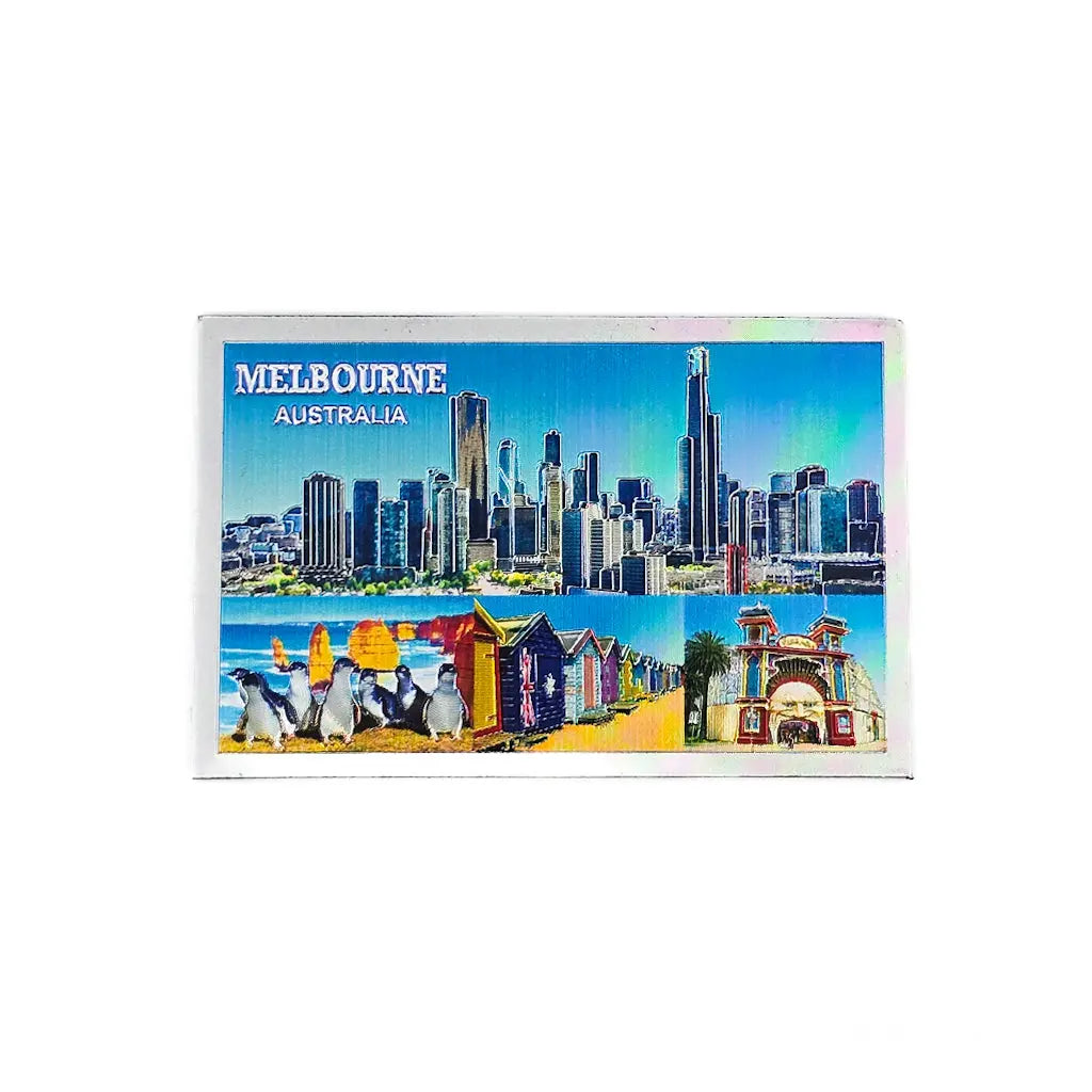 Melbourne Bathing Boxes Metallic Magnet Allanson Souvenirs