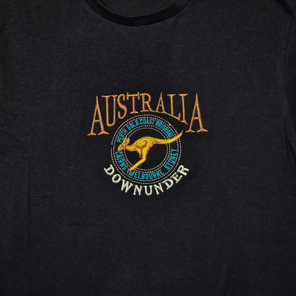 Navy Embroidered Australia Down Under T-Shirt - Allanson Souvenirs 