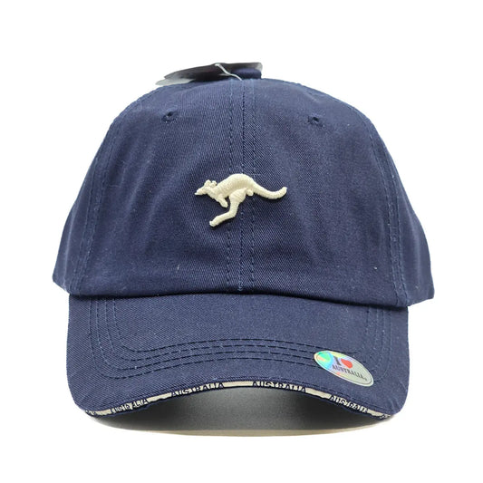 Navy Embroidered Kangaroo Baseball Cap Allanson Souvenirs